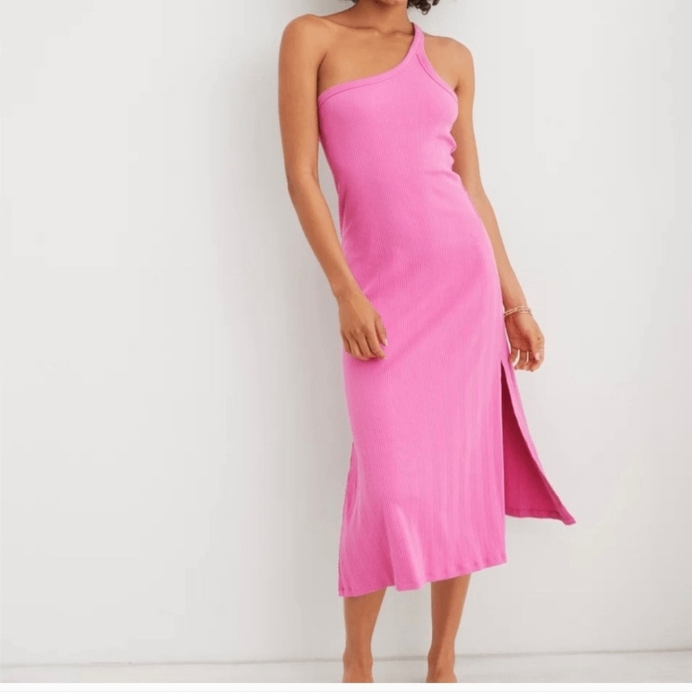 Aerie Pink One-Shoulder Dress